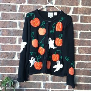 ‼️SOLD‼️Halloween Sweater Cardigan Pumpkin Large